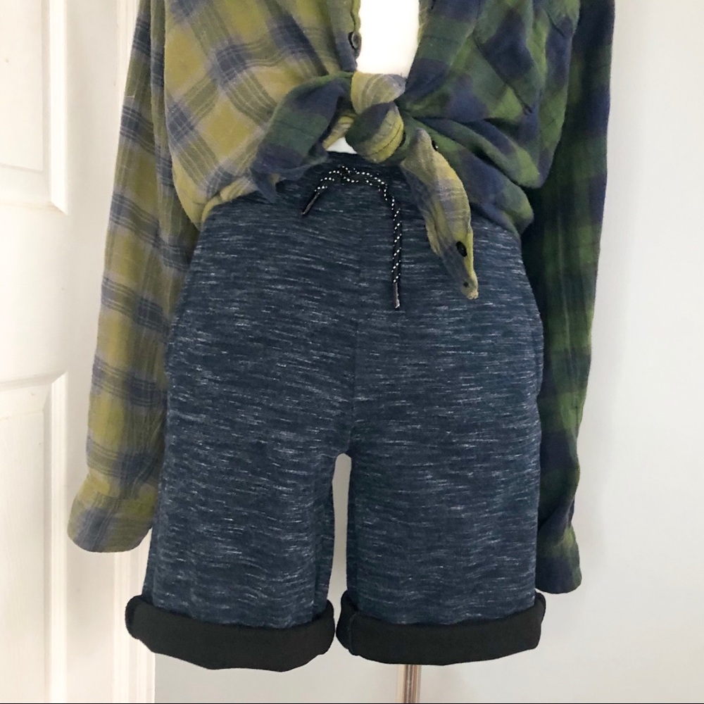 Heather Navy Drawstring Long Sweatshort - Picture 2 of 9
